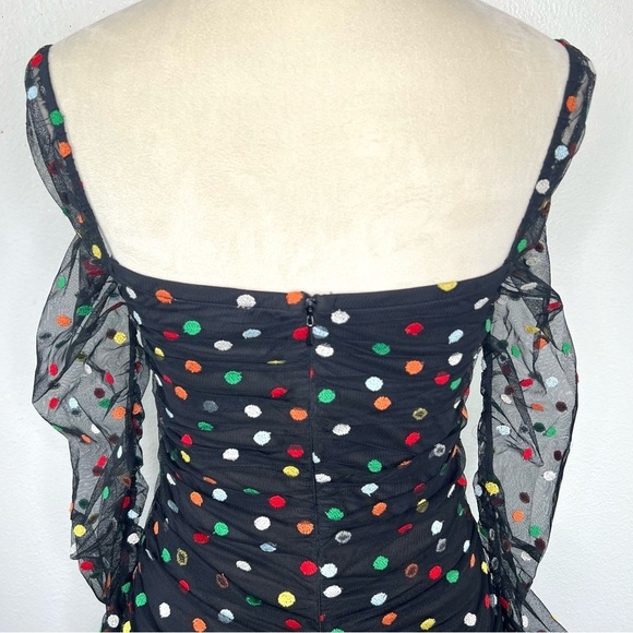 CAMILA COELHO Revolve Kiana Mini Dress Blqck Multicolor Polka Dot Size Smalll - Picture 7 of 11